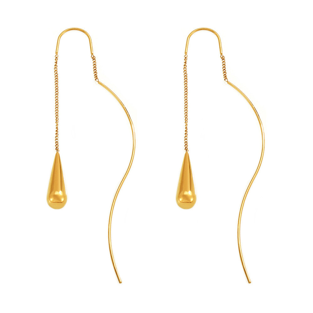 Wholesale Teardrop Tassel Stainless Steel Earrings